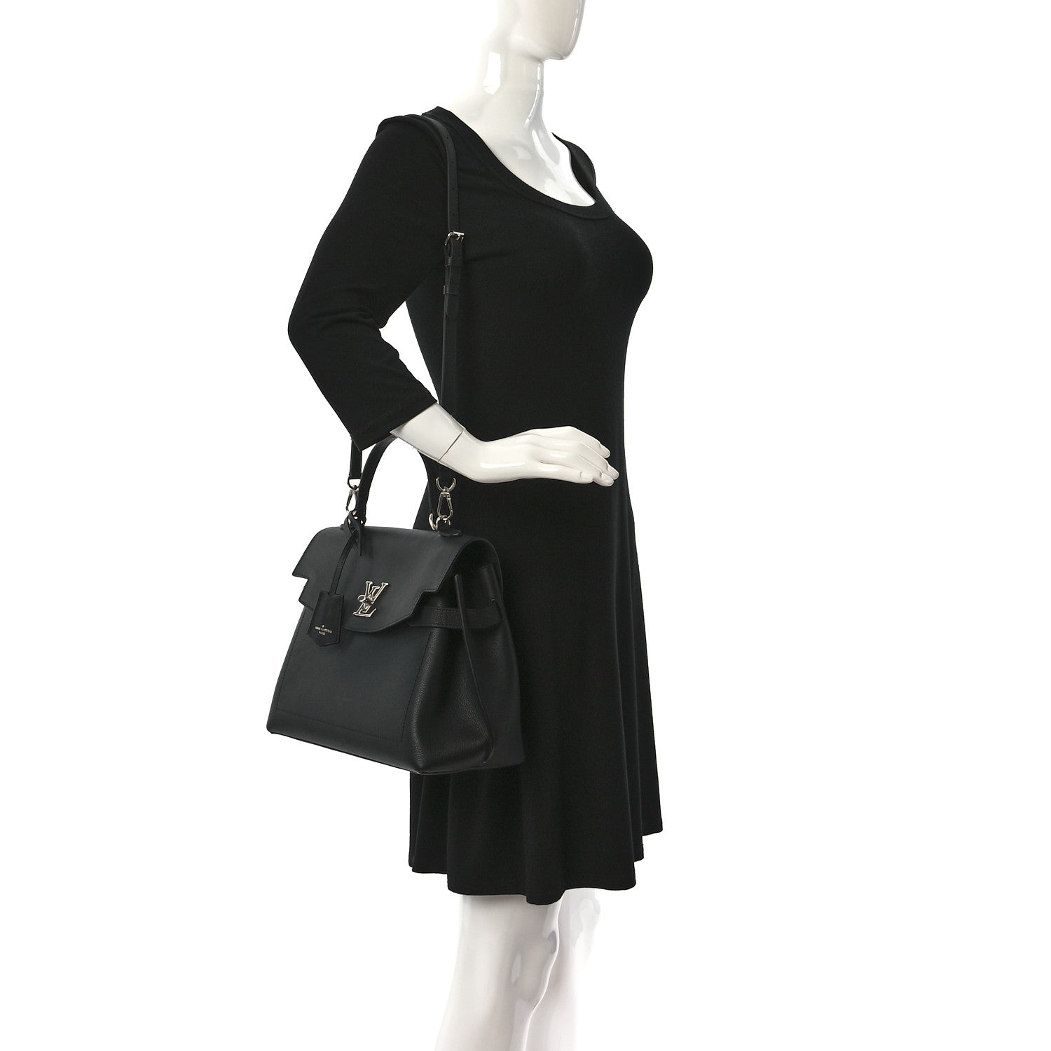 Louis Vuitton Soft Calfskin Lockme Ever MM Black 3 of 10