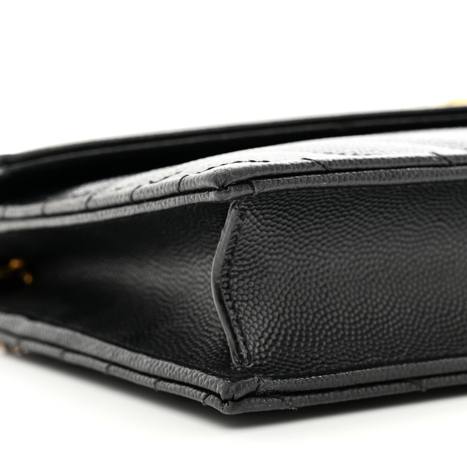 Saint Laurent Grain De Poudre Matelasse Chevron Monogram Envelope Chain Wallet Black 8 of 12