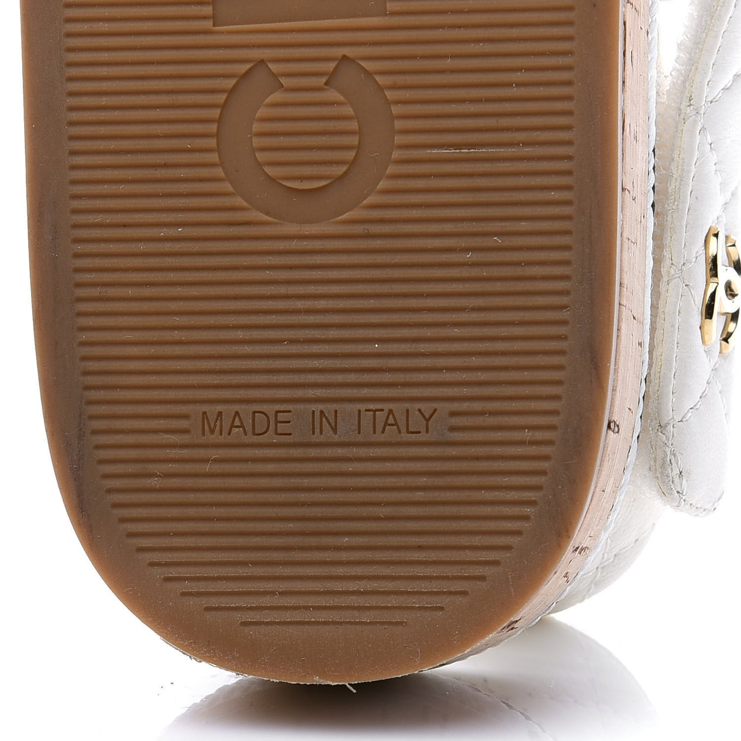 Cord Lambskin Quilted Logo Sandals 38 White Black