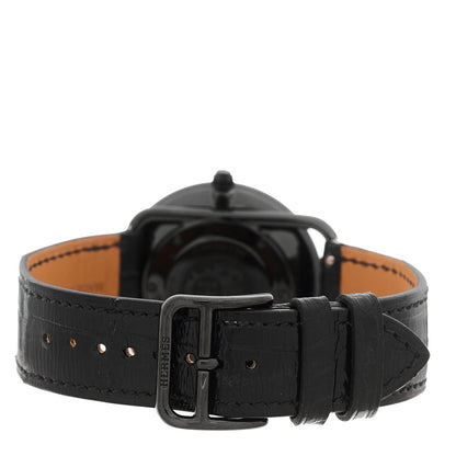 Hermes PVD Stainless Steel Alligator Black Diamond 36mm Arceau Ronde Des Heures Quartz Watch Noir 3 of 5