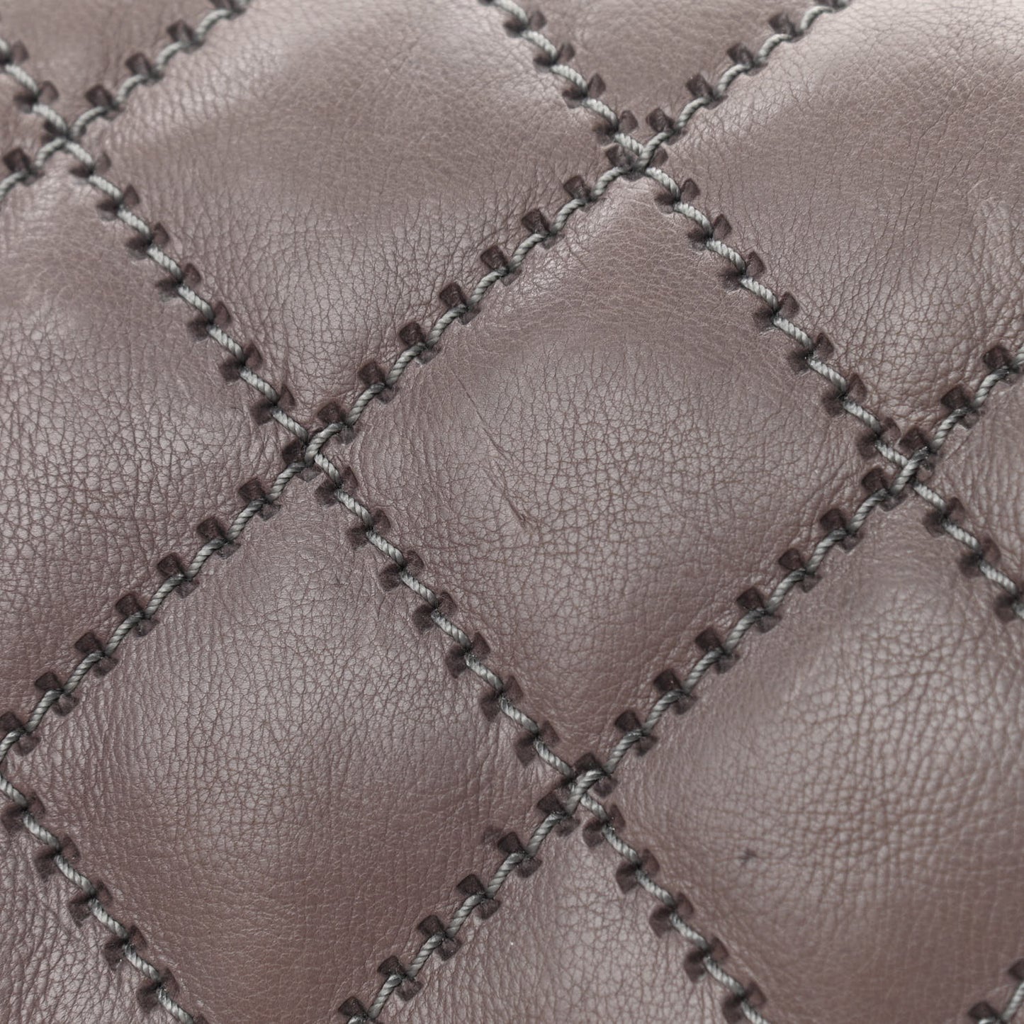 Calfskin Quilted Retro Chain Flap Grey