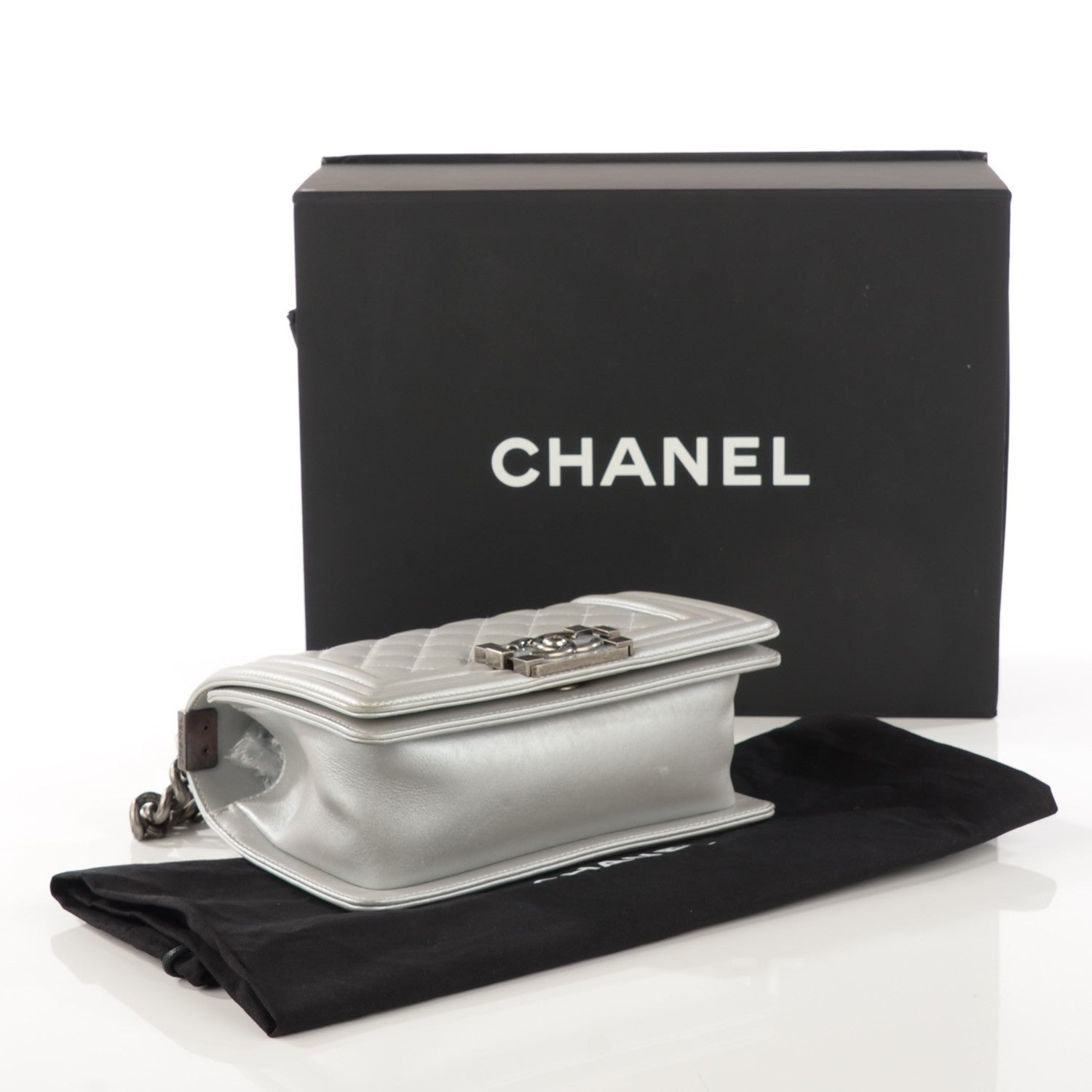 Chanel Calfskin Quilted Small Boy Flap Silver 4 of 9