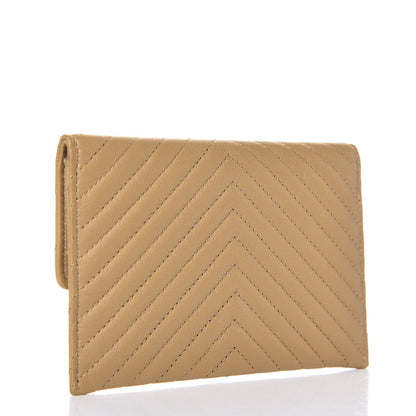 Chanel Calfskin Chevron Quilted Card Holder Beige 3 of 6