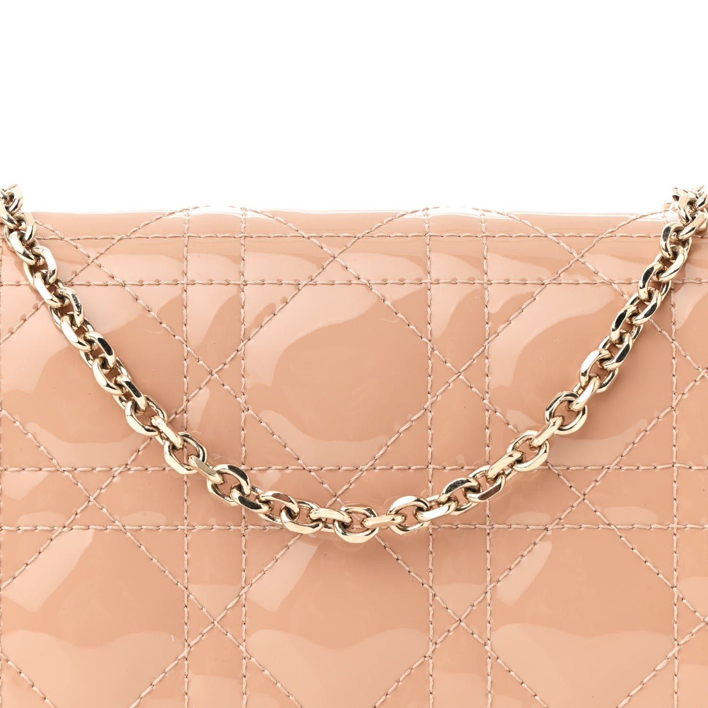 Patent Cannage Lady Dior Chain Wallet Rose Clair