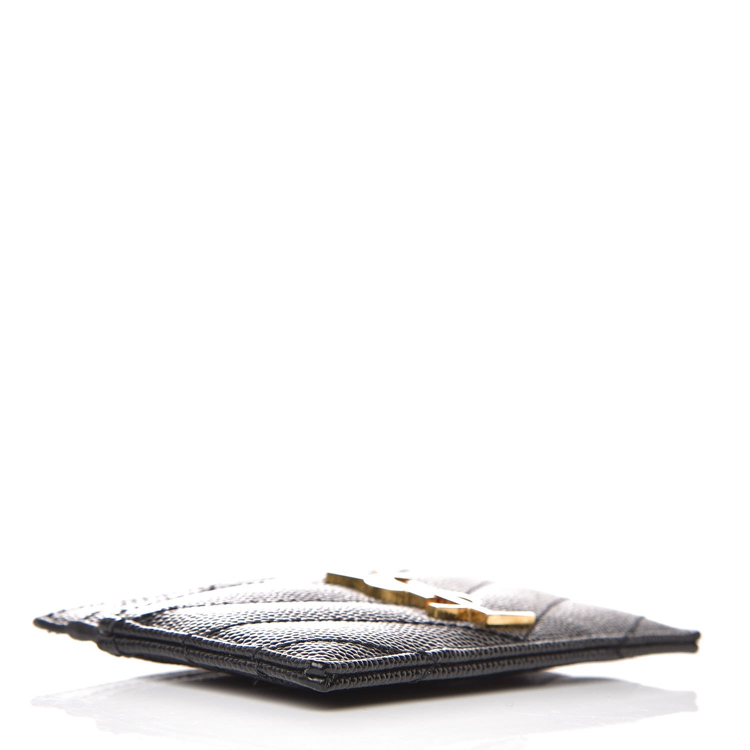 Saint Laurent Grain De Poudre Matelasse Chevron Monogram Credit Card Case Black 4 of 7