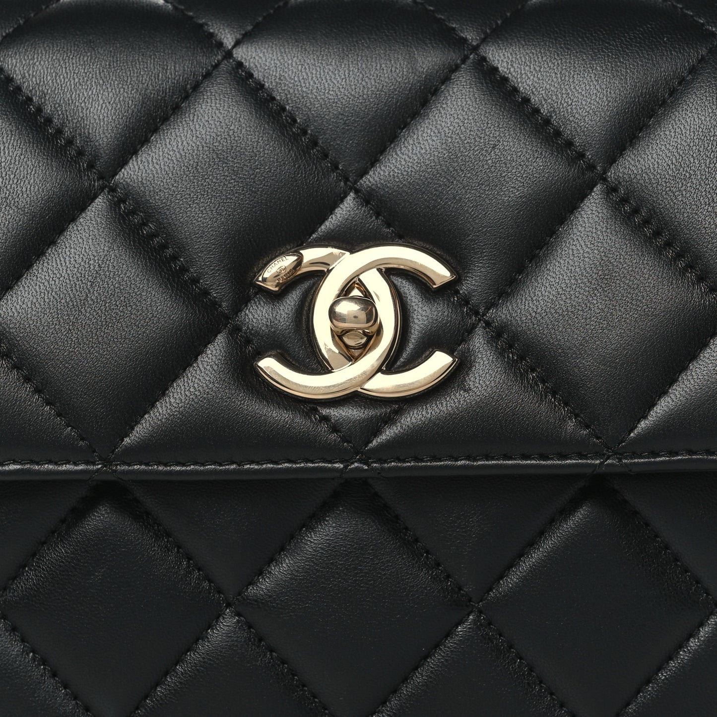 Lambskin Quilted Small Trendy CC Dual Handle Flap Bag Black