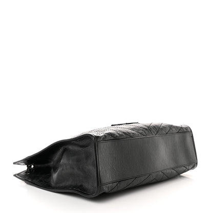 Saint Laurent Crinkled Calfskin Matelasse Monogram Large Niki Shopper Tote Black 4 of 17