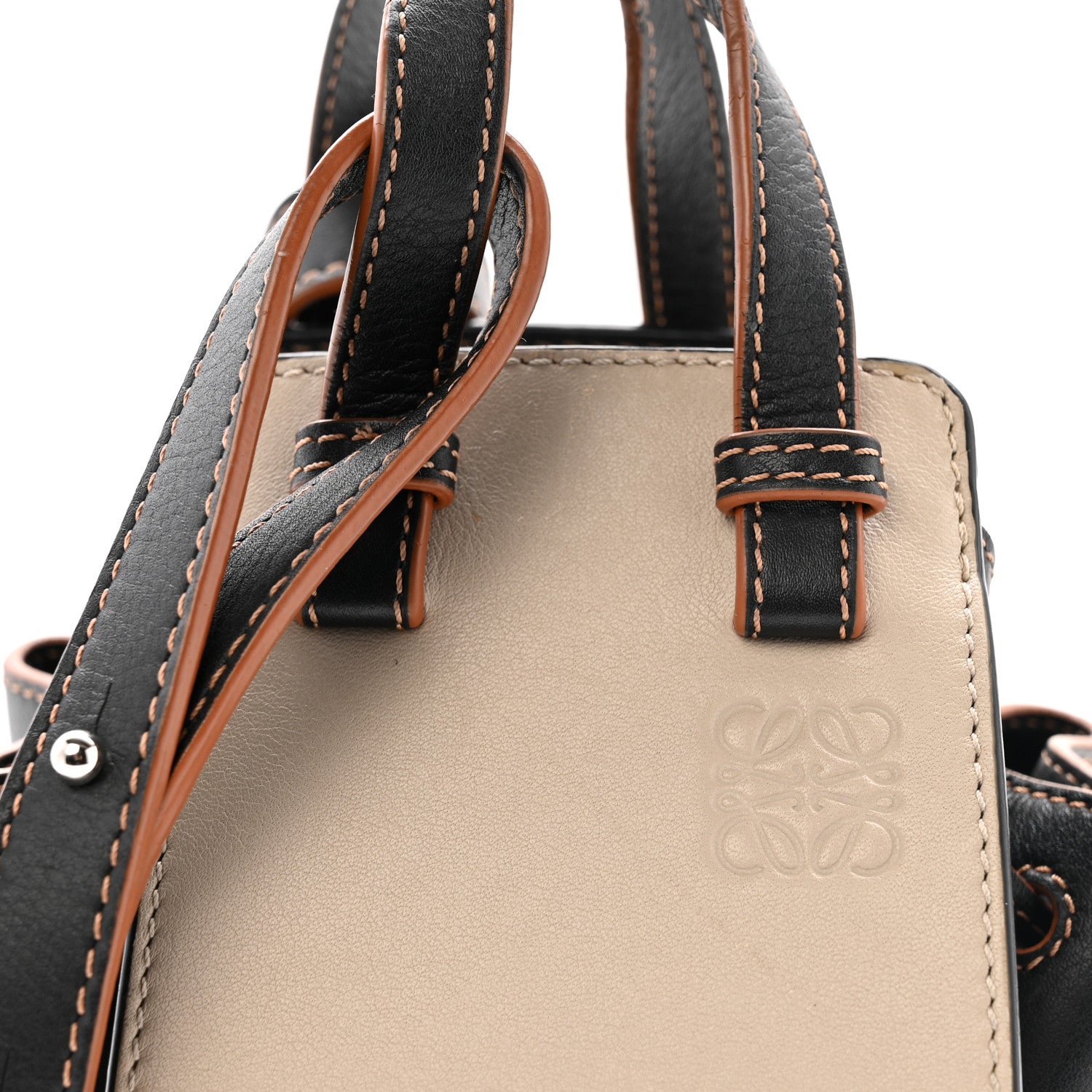 Loewe Calfskin Linen Mini Hammock Shoulder Bag Light Oat Black 7 of 13