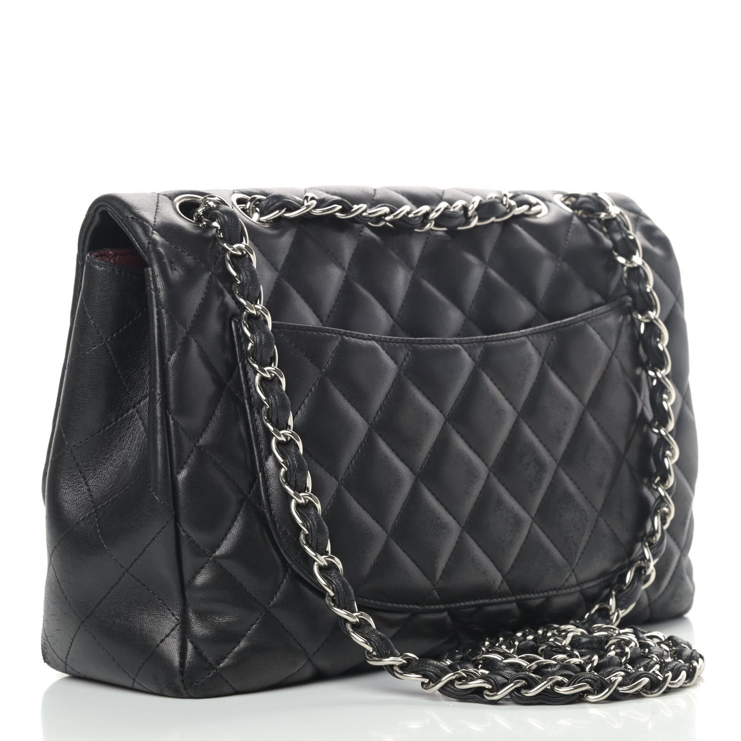 Lambskin Quilted Jumbo Single Flap Black