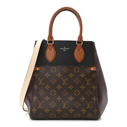 Louis Vuitton Calfskin Monogram Fold Tote MM Black Wine Cream 1 of 9