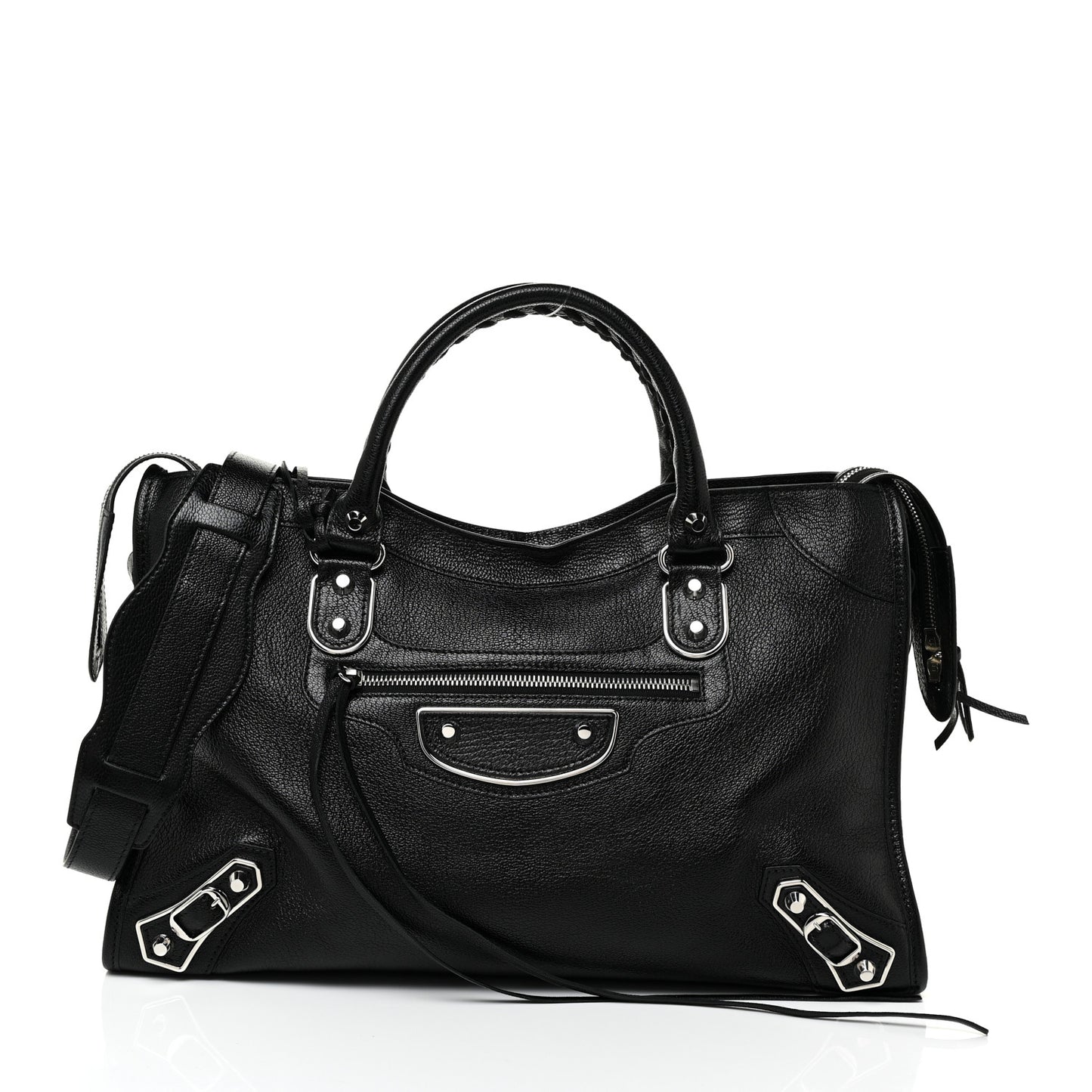 Chevre Silver Metallic Edge Hardware City Black