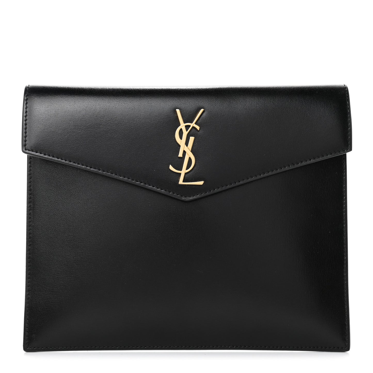 Smooth Shiny Calfskin Monogram Uptown Baby Pouch Black