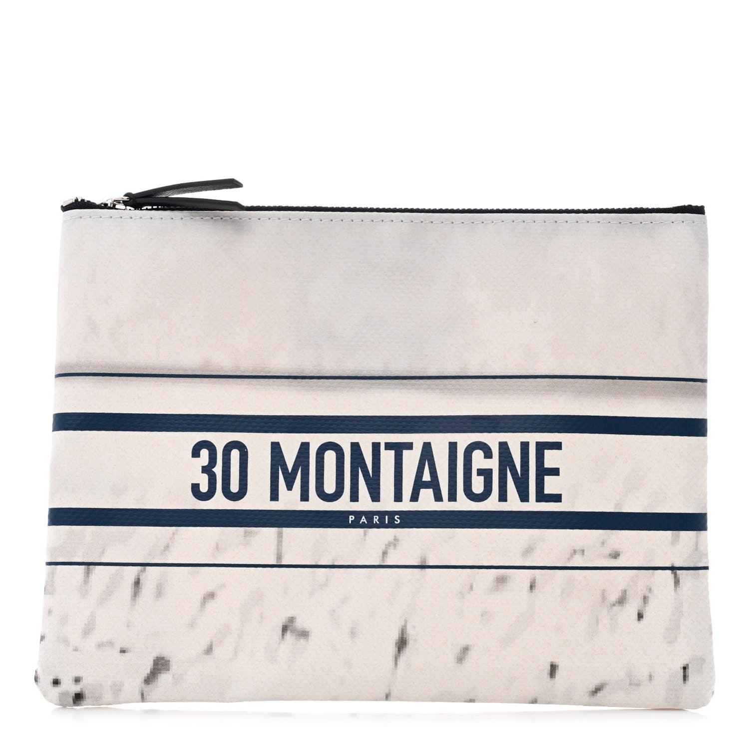Christian Dior Trompe-L’oeil Canvas 30 Montaigne Cosmetic Pouch White Blue 1 of 5