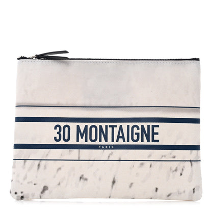 Christian Dior Trompe-L’oeil Canvas 30 Montaigne Cosmetic Pouch White Blue 1 of 5