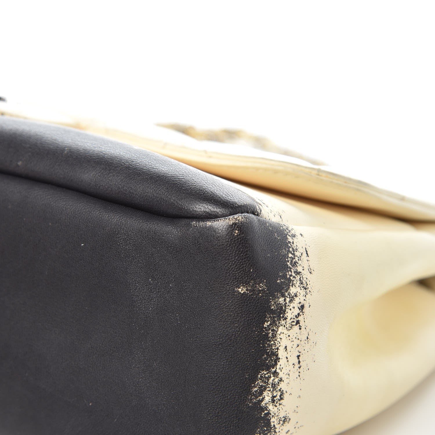 Chanel Lambskin Quilted Large Blizzard Zip Top Flap Light Beige Black 12 of 13