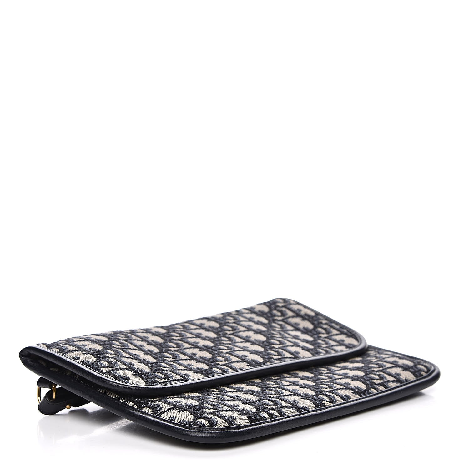 Christian Dior Oblique Flap Pouch Clutch Blue 4 of 8