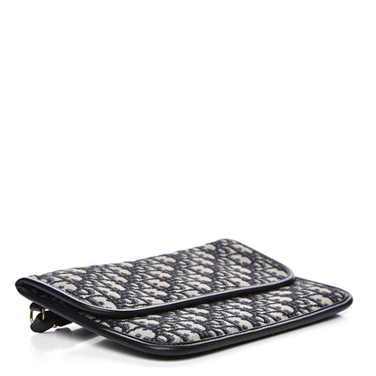Christian Dior Oblique Flap Pouch Clutch Blue 4 of 8