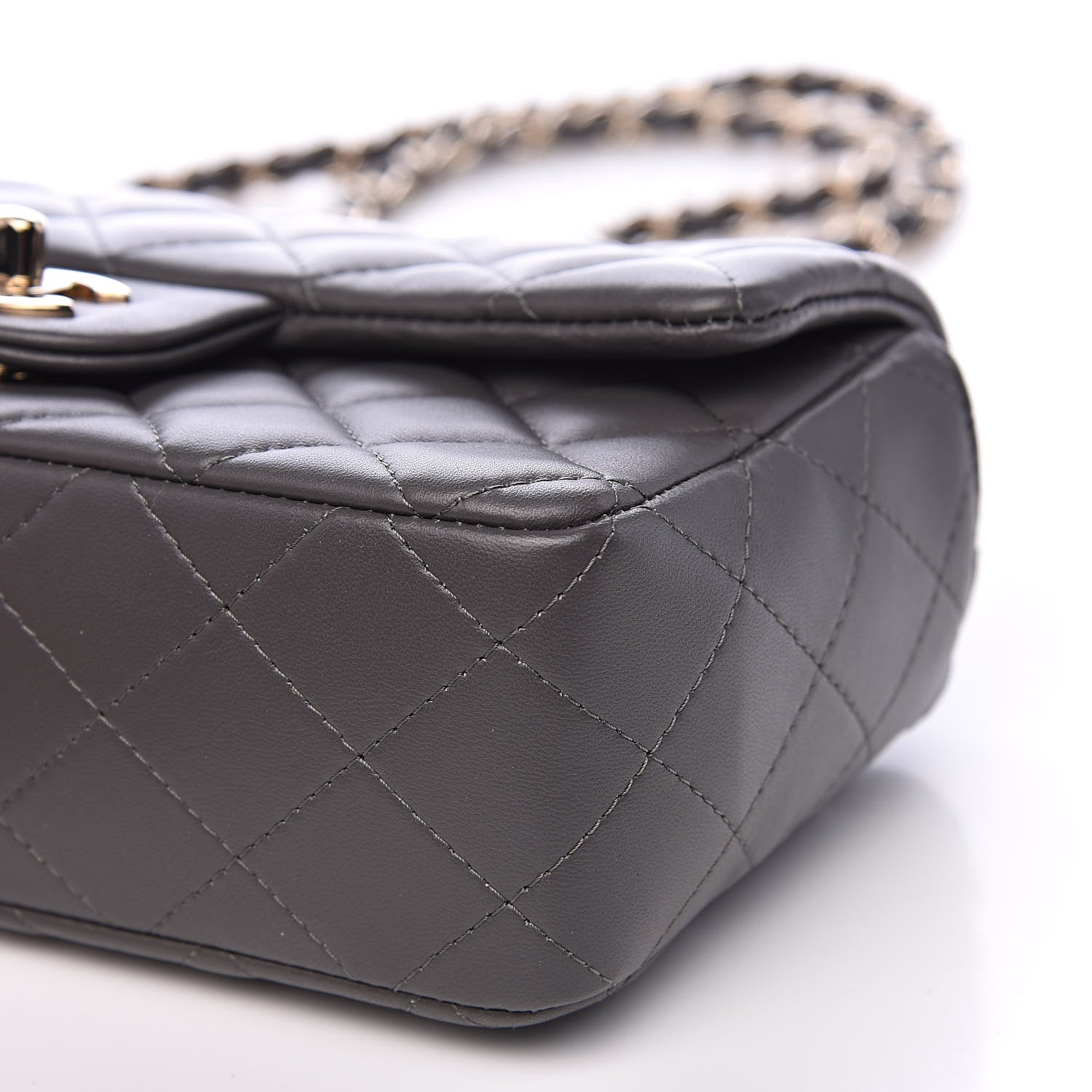 Chanel Lambskin Quilted Mini Rectangular Flap Grey 9 of 11