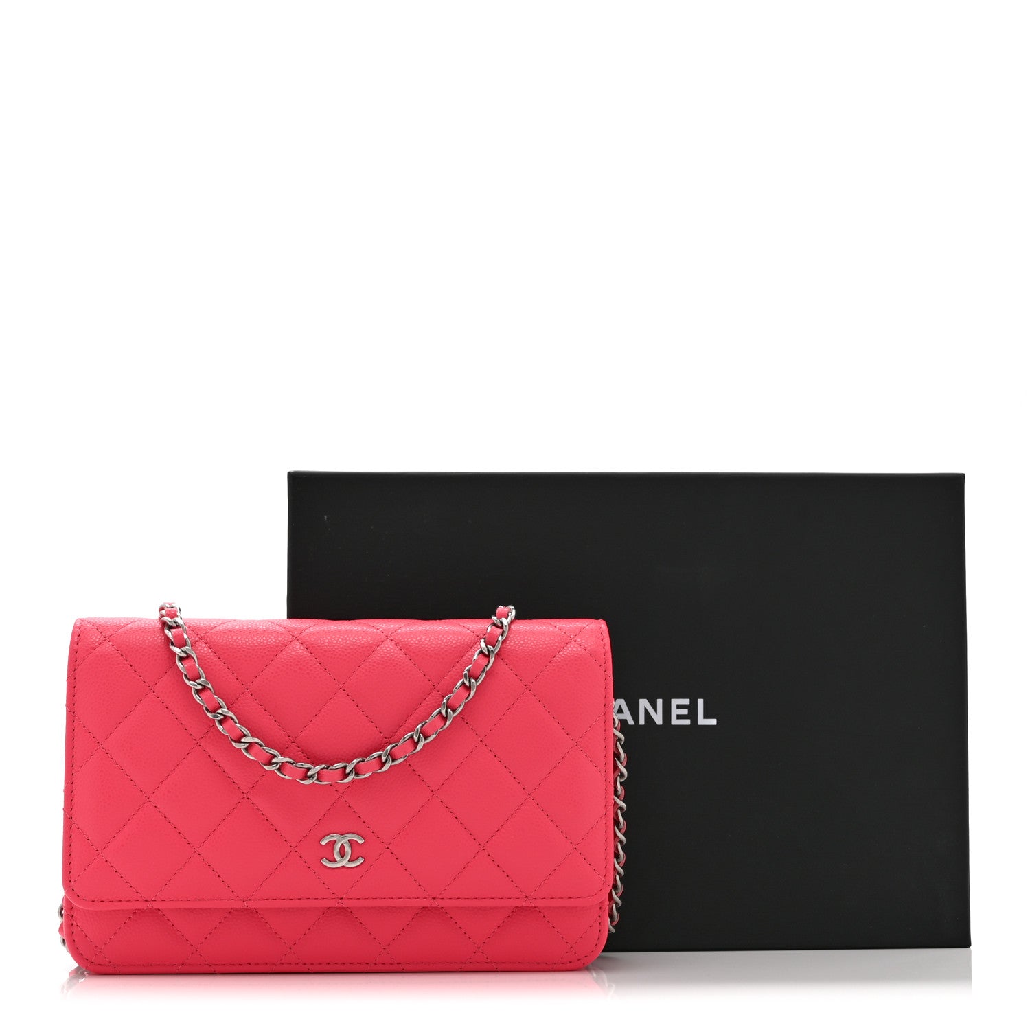 Chanel Caviar Quilted Wallet on Chain WOC Dark Pink 12 of 12