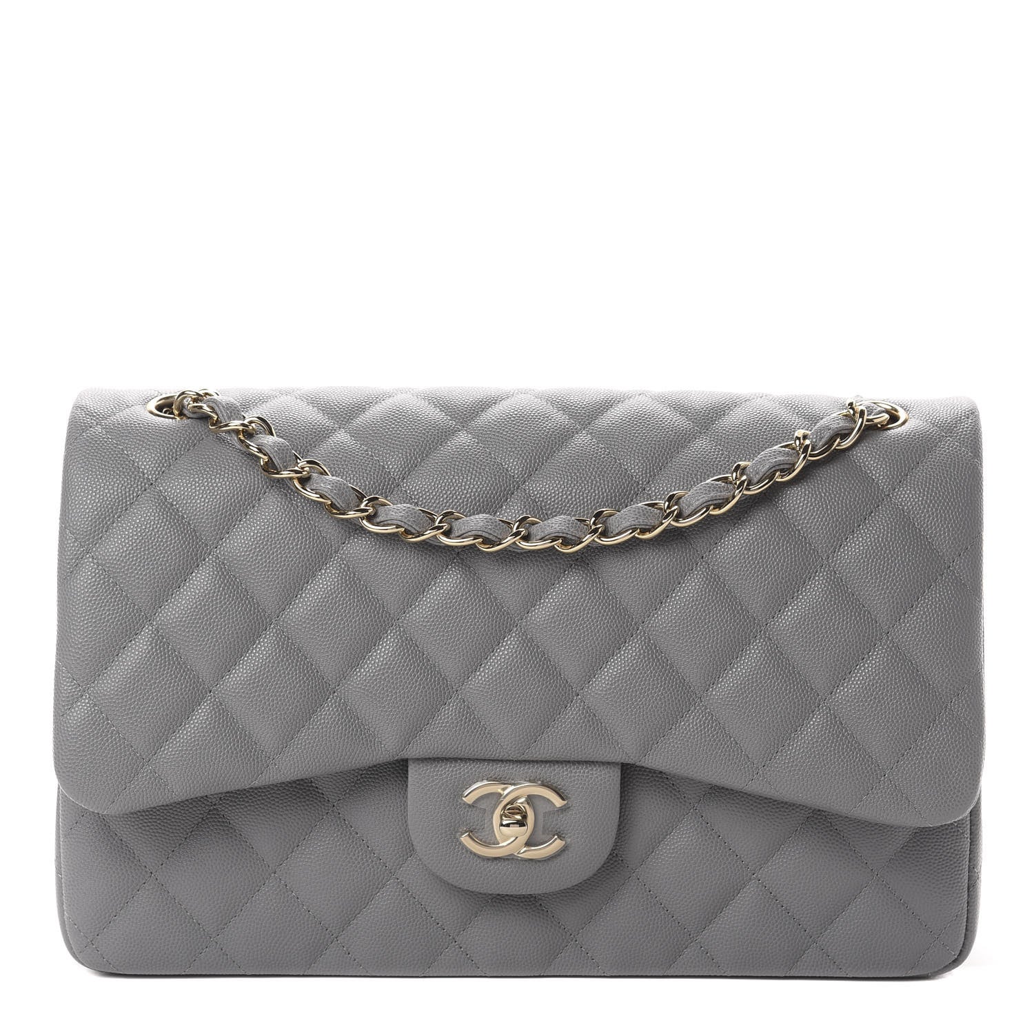 Chanel Caviar Quilted Jumbo Double Flap Grey 1 of 11