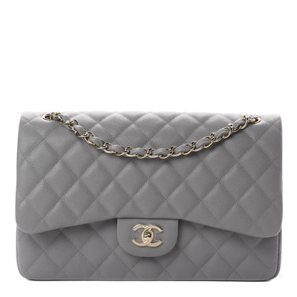 Chanel Caviar Quilted Jumbo Double Flap Grey 1 of 11