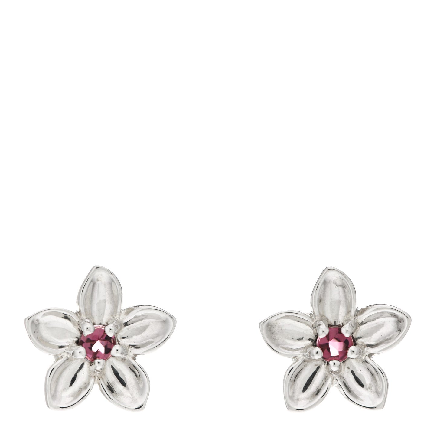 Sterling Silver Pink Tourmaline Flower Stud Earrings