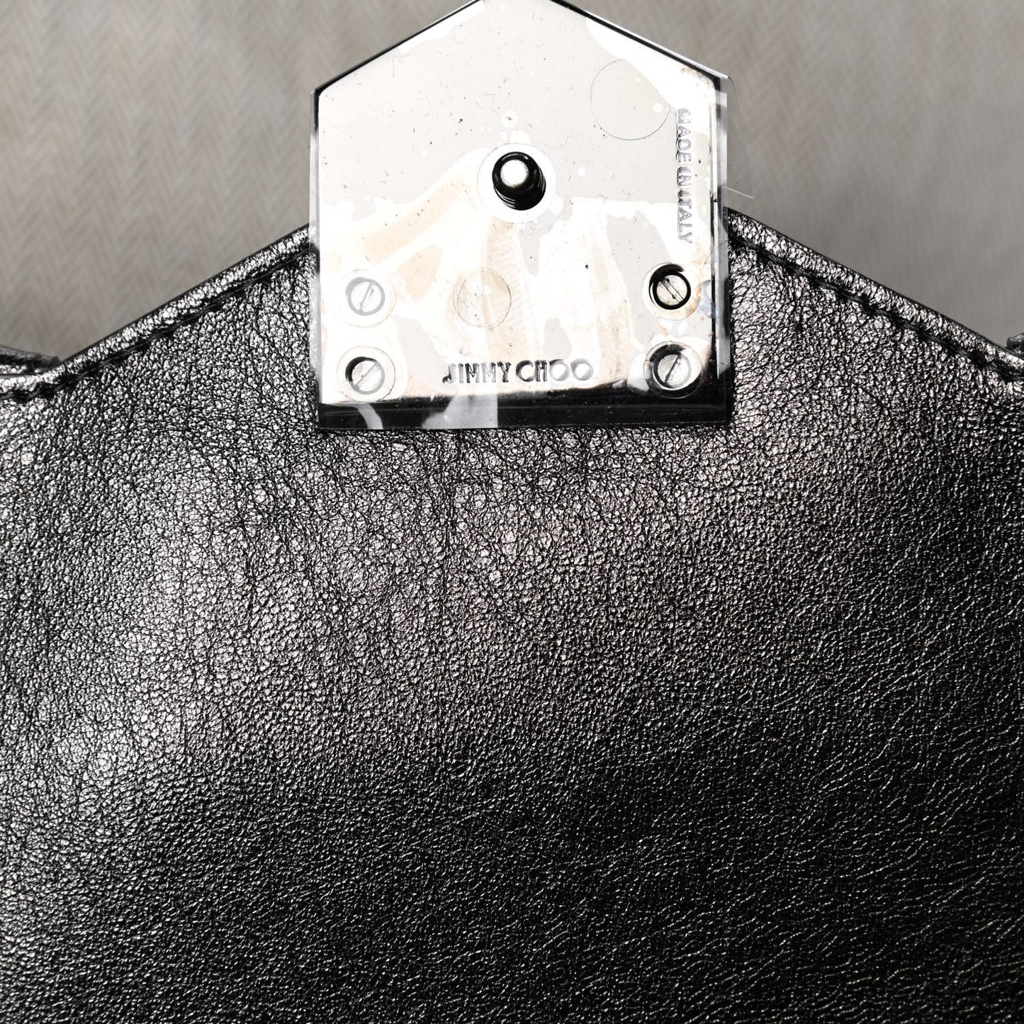 Calfskin Laser Cut Ruffled Isabella Clutch Gray