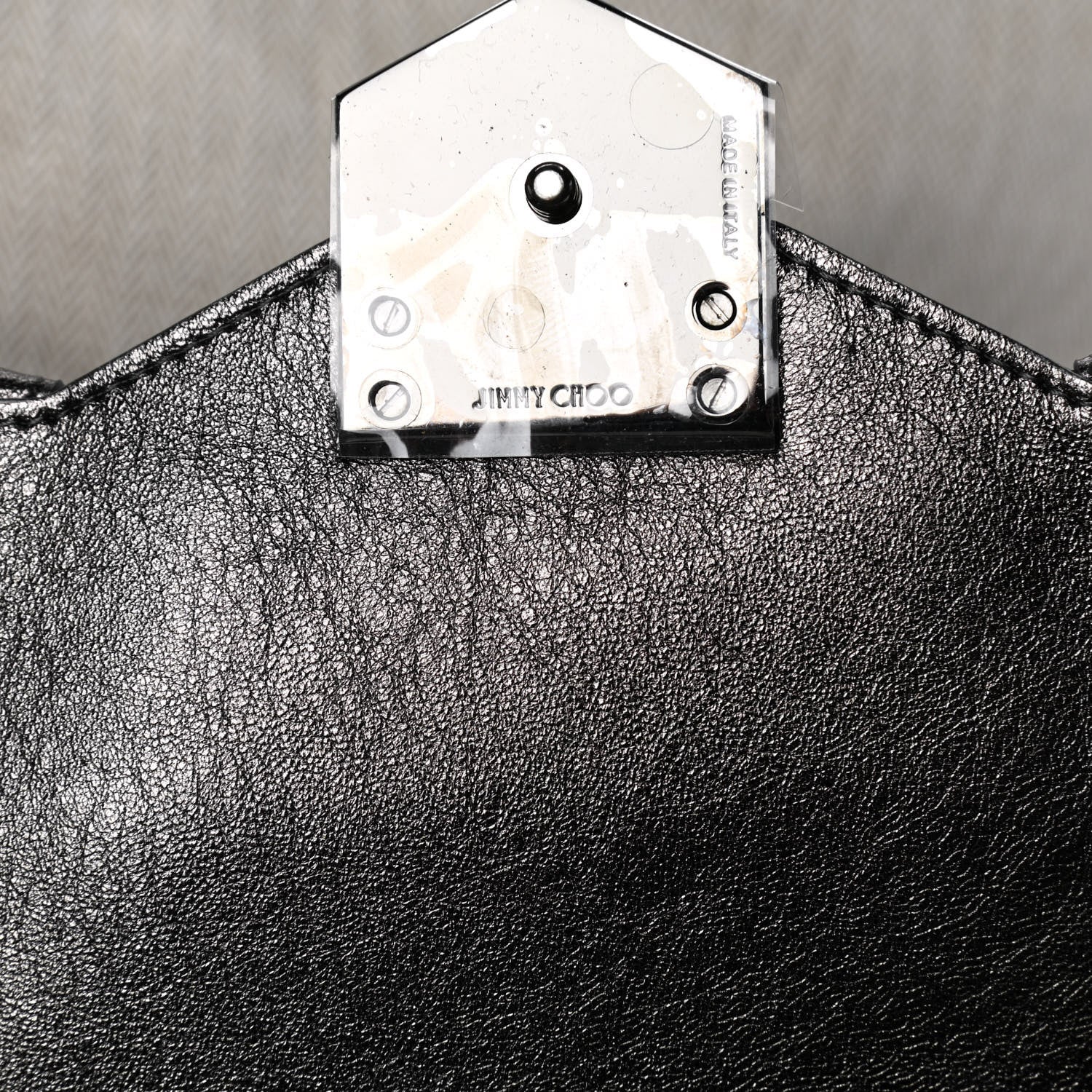 Jimmy Choo Calfskin Laser Cut Ruffled Isabella Clutch Gray 9 of 23