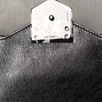 Jimmy Choo Calfskin Laser Cut Ruffled Isabella Clutch Gray 9 of 23
