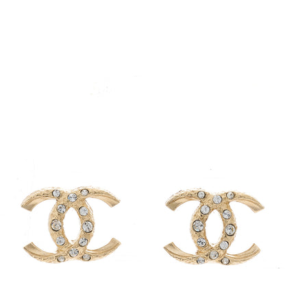 Chanel Crystal Textured CC Earrings Gold 1 of 5