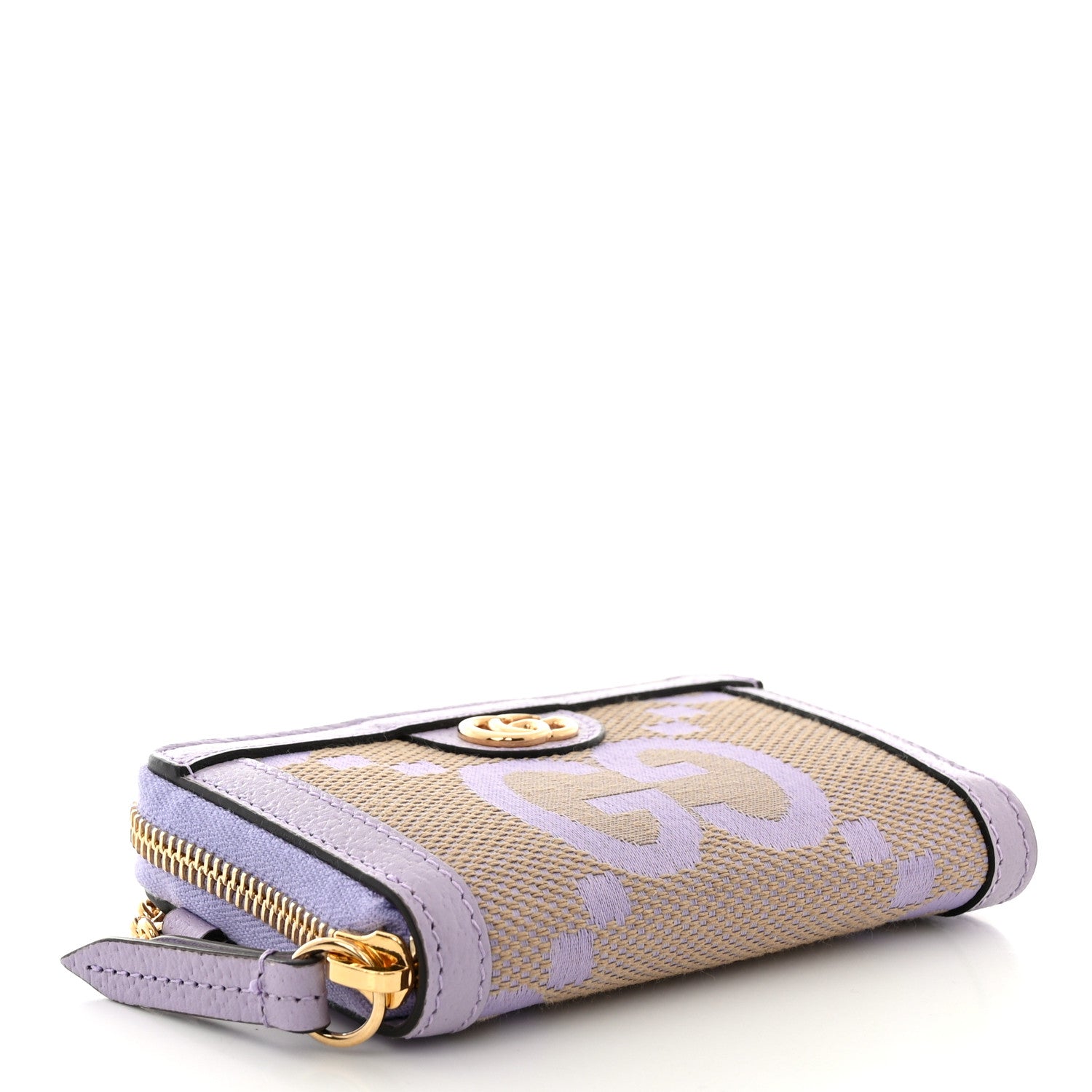 Gucci Monogram Jumbo GG Textured Dollar Calfskin Ophidia Key Card Case Beige Lapis 4 of 9