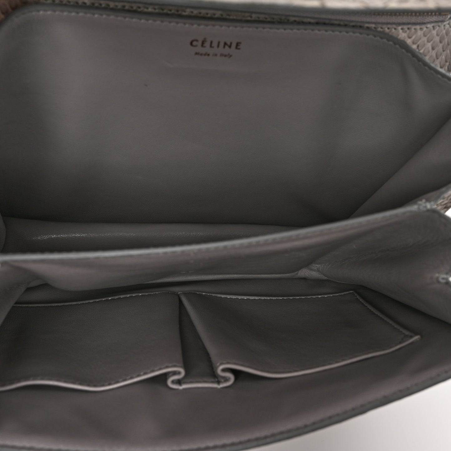 Snakeskin Medium Classic Box Flap Bag Grey