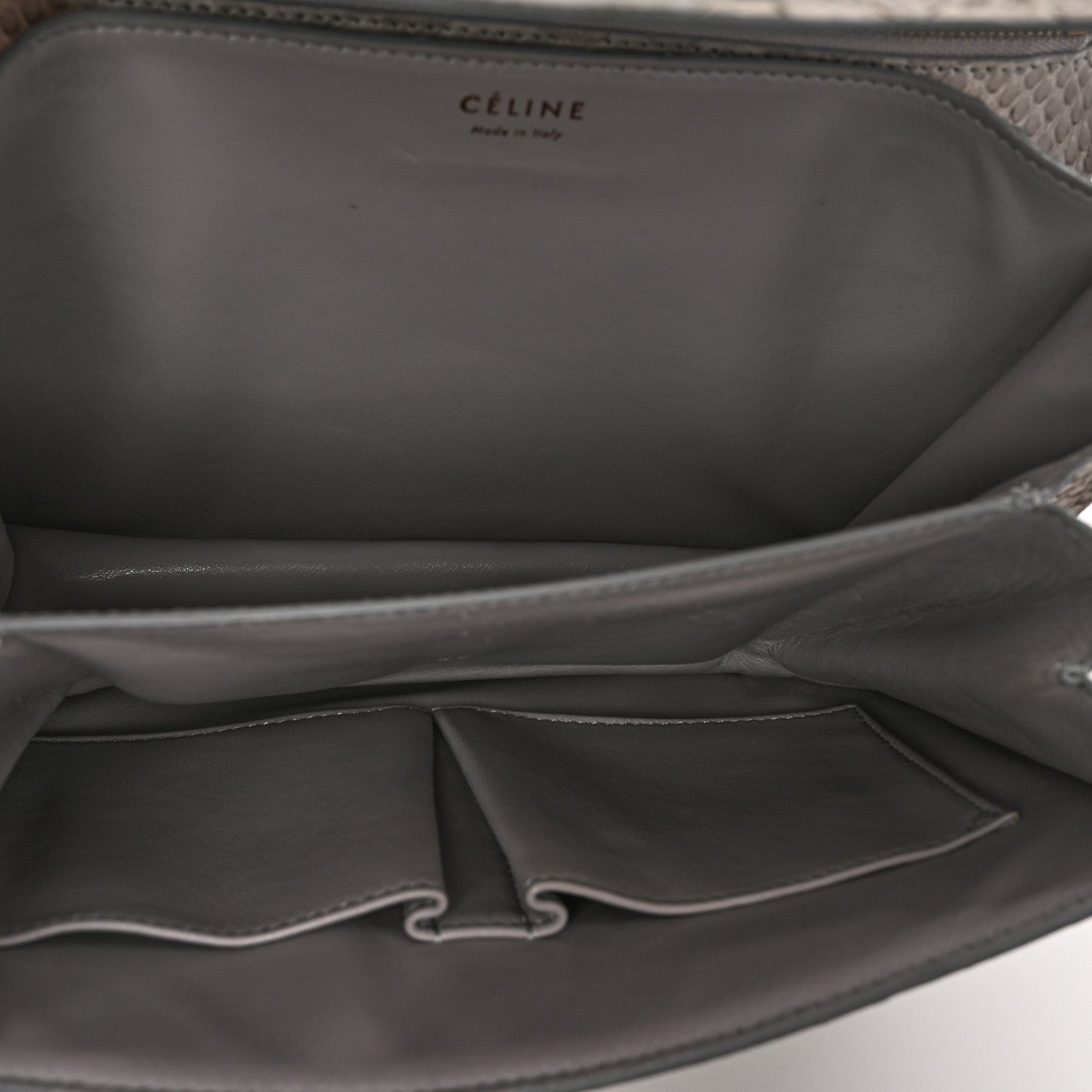 Celine Snakeskin Medium Classic Box Flap Bag Grey 5 of 11