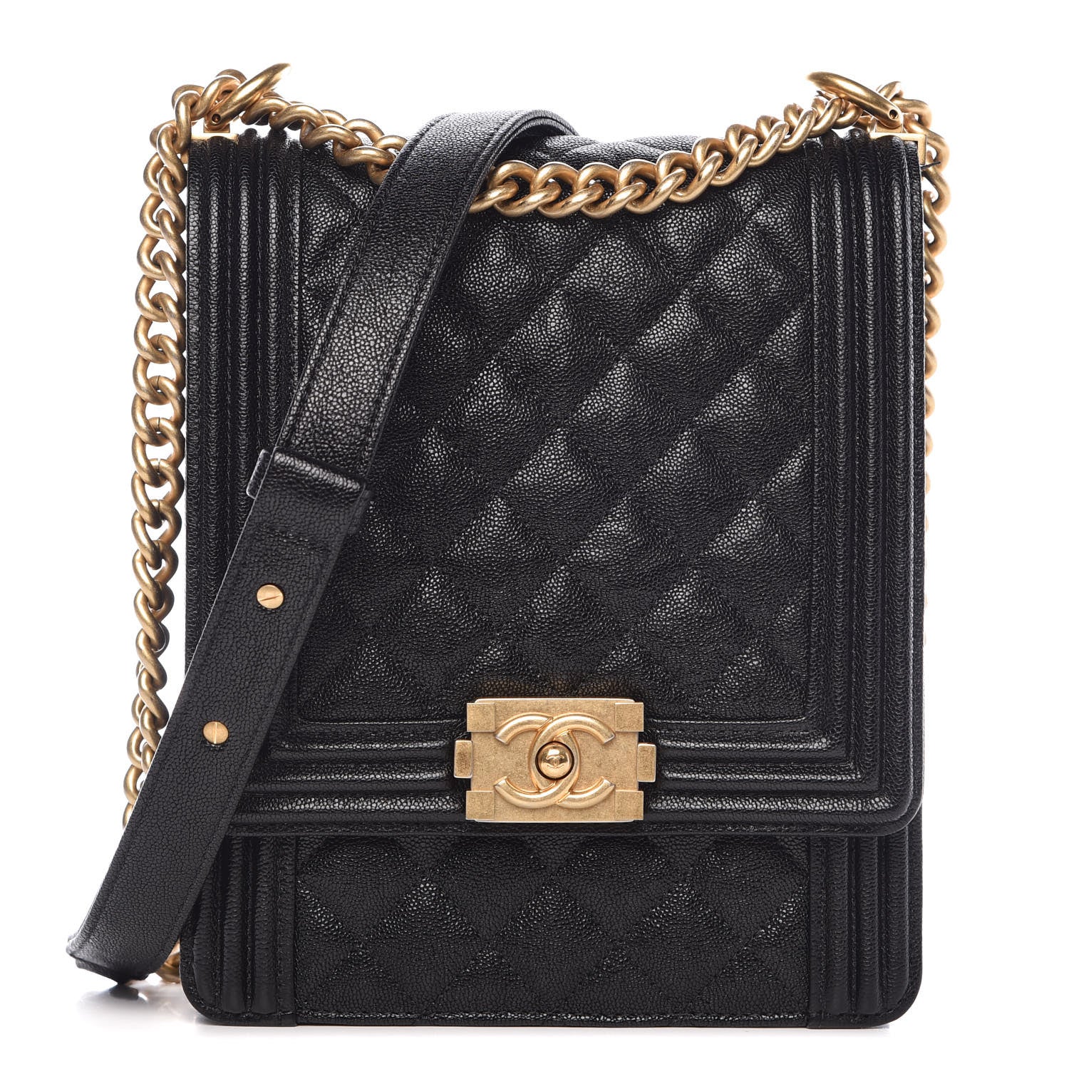 Chanel Caviar Quilted North South Boy Flap Black 1 of 9