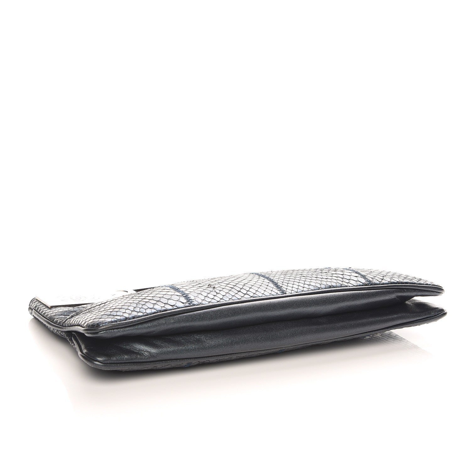 Chanel Metallic Python Clutch Dark Blue 4 of 9