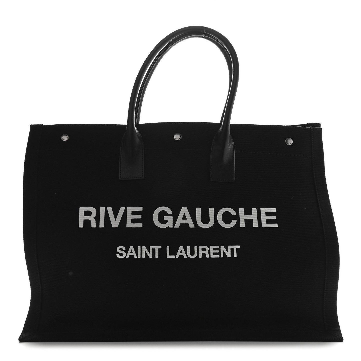 Linen Calfskin Rive Gauche Tote Black