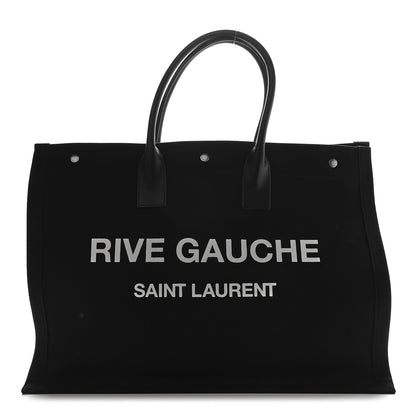 Saint Laurent Linen Calfskin Rive Gauche Tote Black 1 of 8