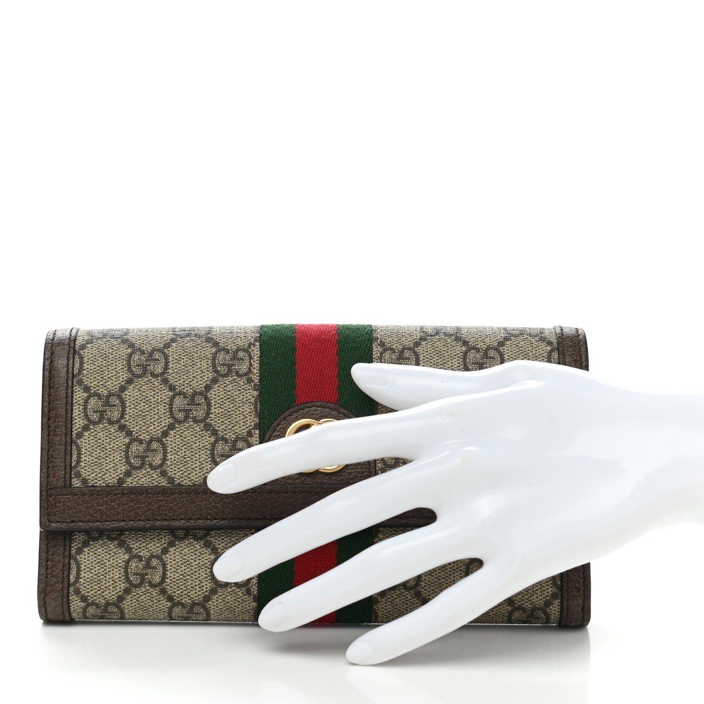 GG Supreme Monogram Web Ophidia Continental Wallet Brown