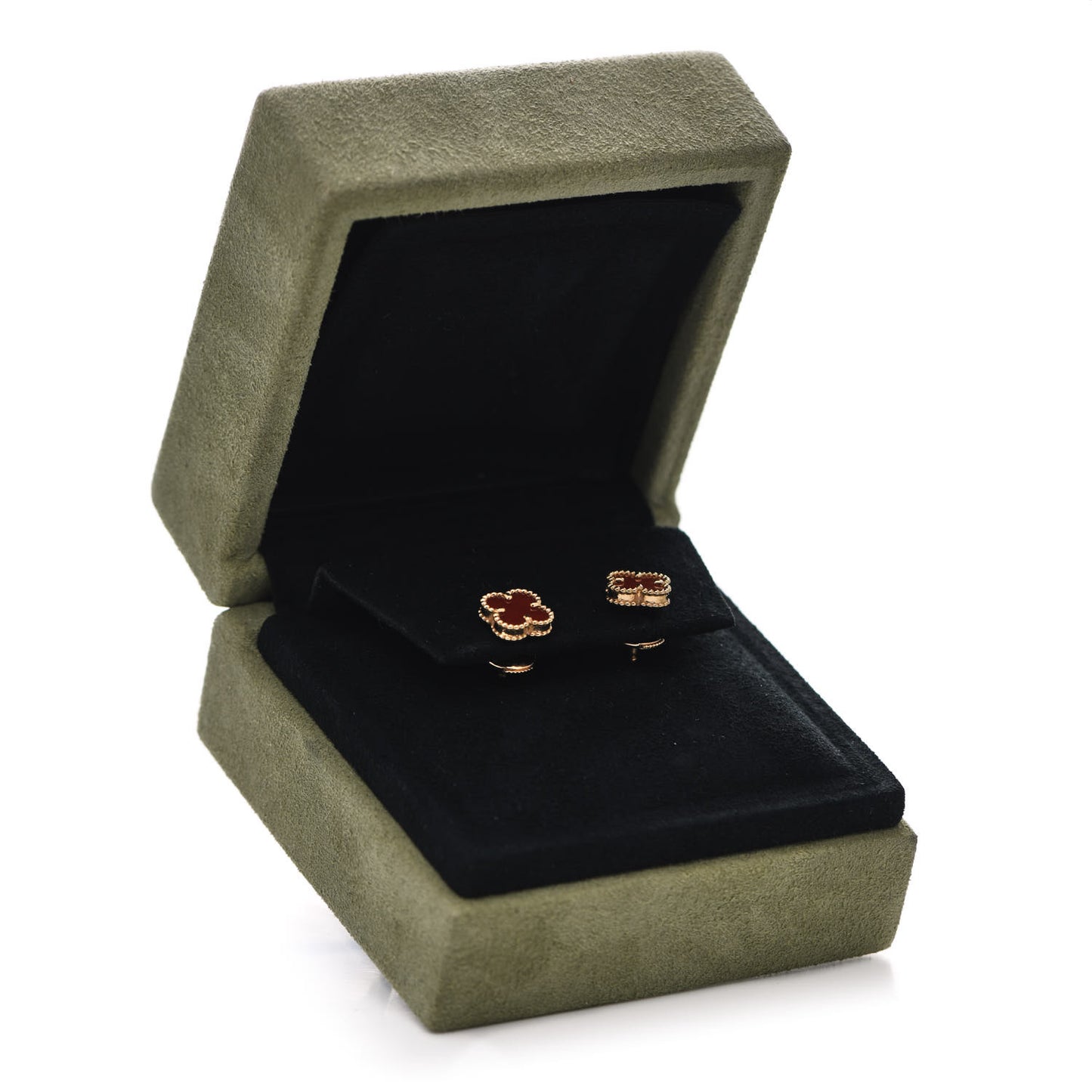 18K Rose Gold Carnelian Sweet Alhambra Earrings