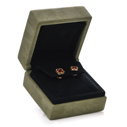 Van Cleef & Arpels 18K Rose Gold Carnelian Sweet Alhambra Earrings 5 of 5