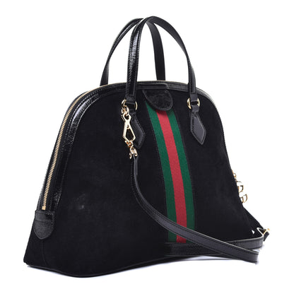 Gucci Suede Patent GG Web Medium Ophidia Top Handle Dome Bag Black 3 of 9