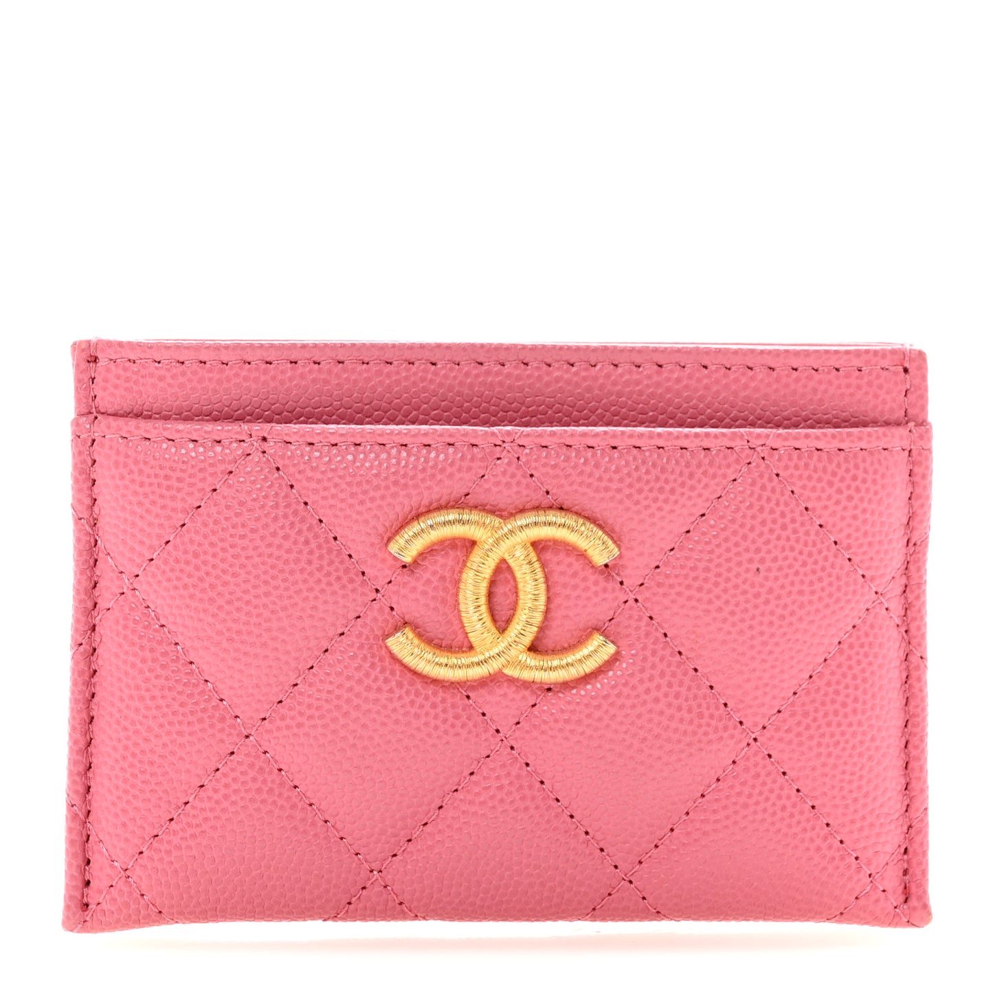 Caviar Quilted Textured CC Card Holder Pink