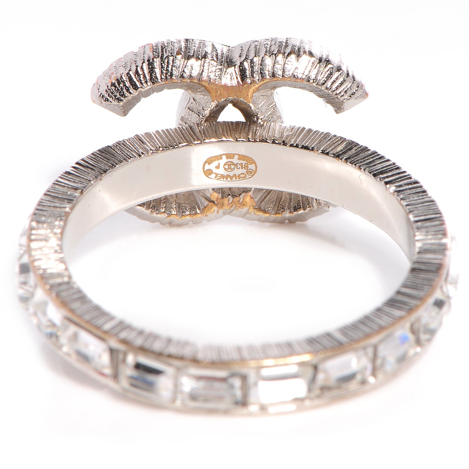 Chanel Crystal CC Logo Ring Silver 6 5 of 7