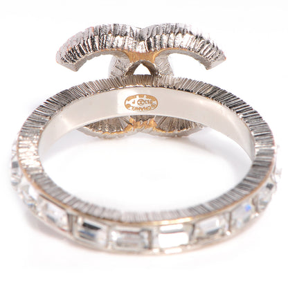 Chanel Crystal CC Logo Ring Silver 6 5 of 7