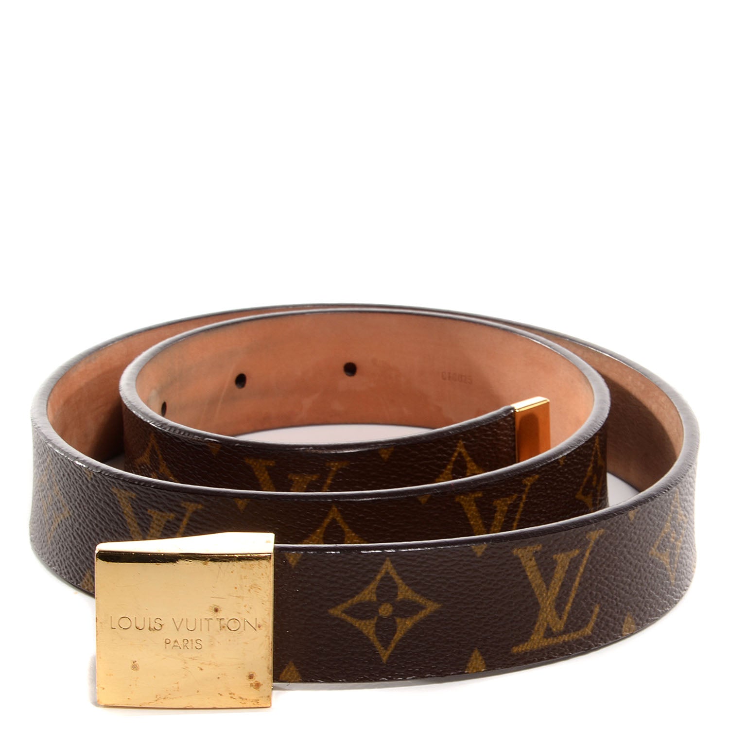 Louis Vuitton Monogram Ceinture Belt w Gold Buckle 85 34 1 of 6