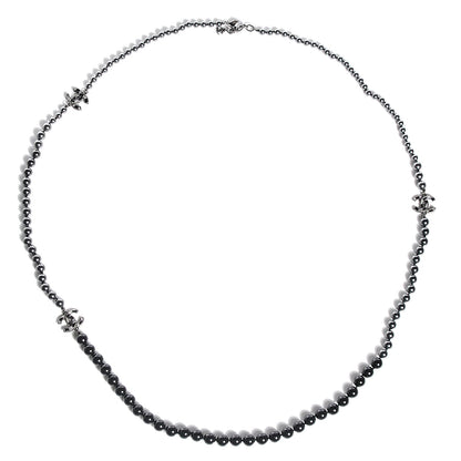 Chanel Ruthenium Beaded Crystal CC Long Necklace Black 1 of 4