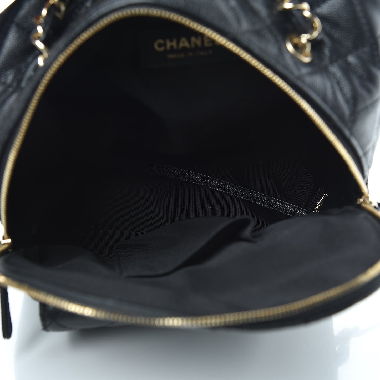 Caviar Quilted Medium Zip Around Backpack Black