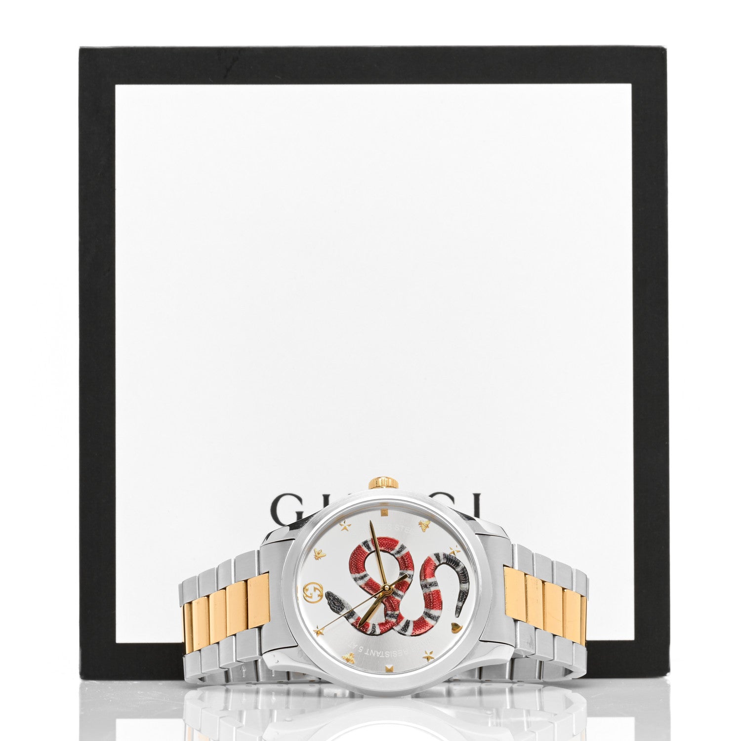 Gucci Stainless Steel 38mm G-Timeless Two Tone Snake Quartz Watch 5 of 5