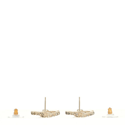 Chanel Crystal CC Earrings Gold 3 of 5