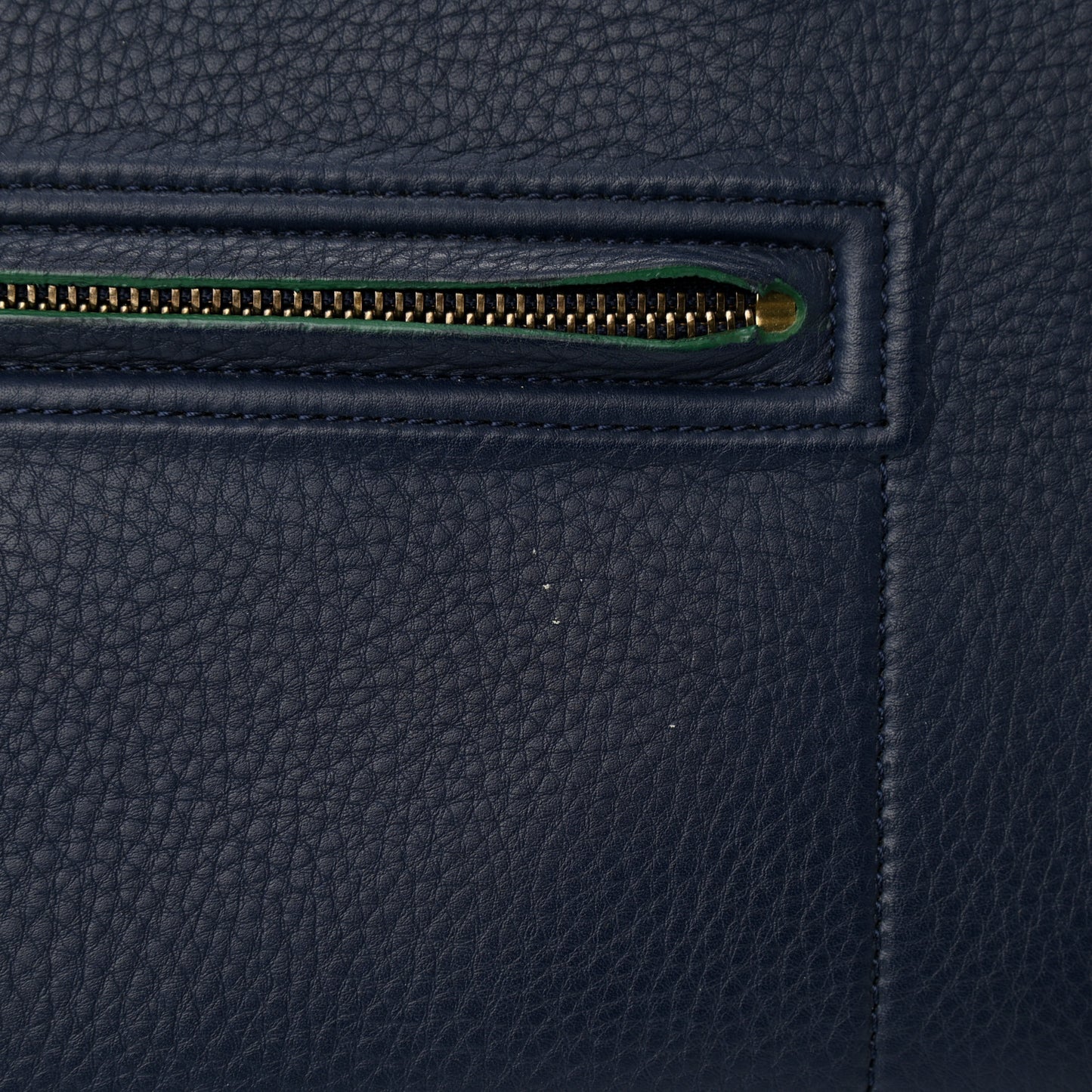 Supple Calfskin Medium Phantom Luggage Navy Blue Green Trim